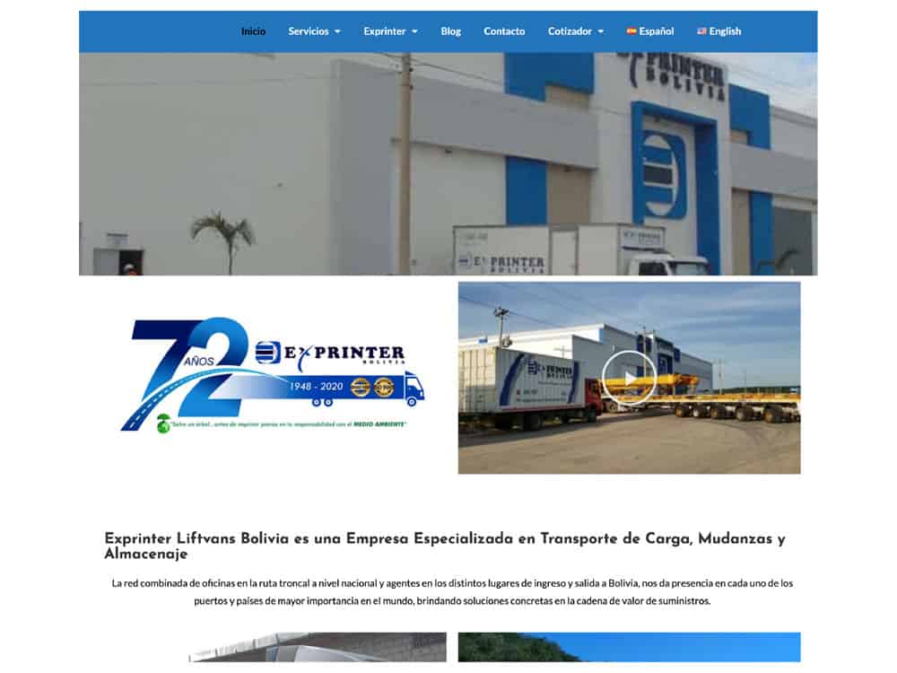 Elaboración Páginas Web 16 Exprinter Liftvans Bolivia